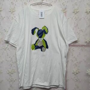Geometric Dog Graphic T-Shirt in White and Blue
